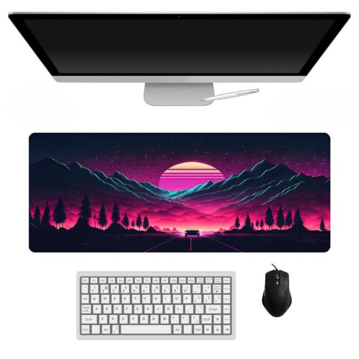 2 Abstract Mouse Pad Highway Design Large | Extended Gaming Laptop Mouse Pad, Thick Non-Slip Rubber Base Desk Mat Keyboard - Image 1