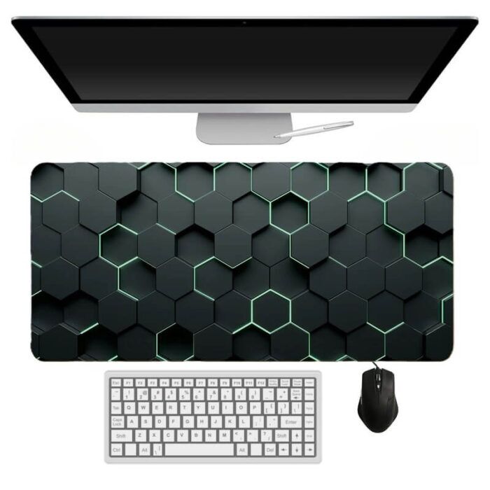 Hexagon Honeycomb Gaming Mouse Pad (2) Hexagon Honeycomb Gaming Mouse Pad, Large Extended Desk Mouse Pad, Non-Slip Mousepad for Gamer/Office/Home | Size (11 x 23 Inch) - Image 1