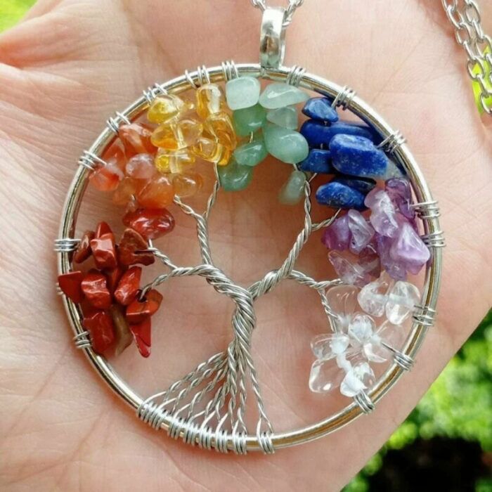 7-chakra-tree-of-life-pendant-1000x1000 7 Chakra Tree of life Pendant Silver Plated For Healing, Spritual Growth (Without Chain) - Image 1