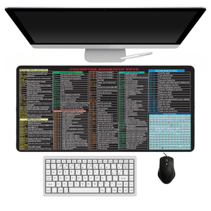 2 Keyboard Shortcut Keys Mouse Pad Large Anti Slip | Smooth Surface | Desk Mats for Laptop, Pc & Computer | Size (11 x 23 Inch) - Image 1