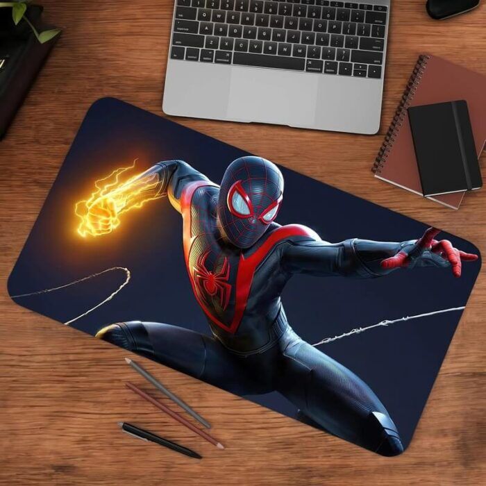 spiderman mouse pad (2) Spiderman Gaming Mouse Pad Miles Morales | Large Anime Mouse Pad | 3mm Thick with Anti-Skid Rubber Base | Size (11 x 23 Inch) - Image 1